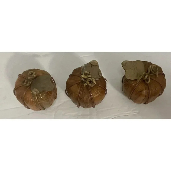 3 Fall Artificial Mini Pumpkin Dark Orange Thanksgiving Size In Pictures - Picture 2 of 4